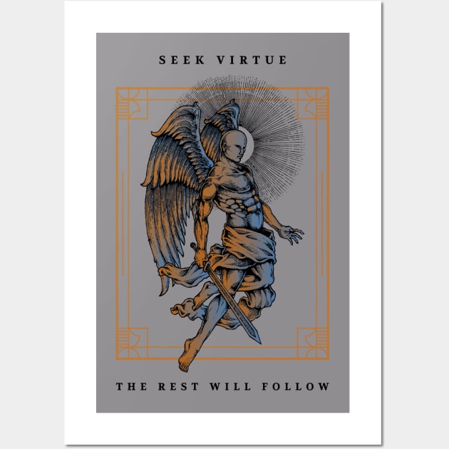 Seek Virtue, the Rest Will Follow - Medieval Style Stoic Wall Art by Autonomy Prints